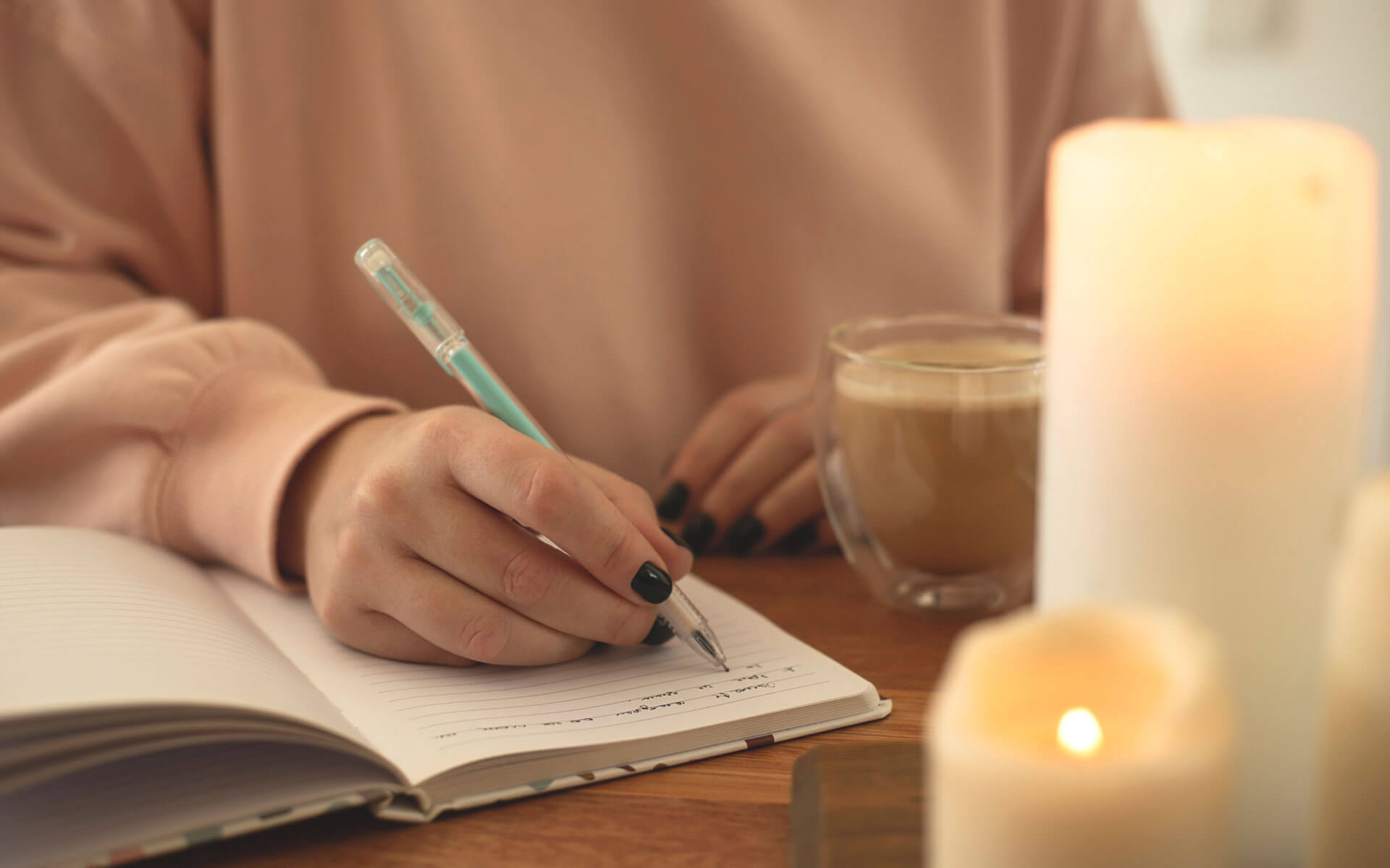 Woman writing things down, organizing a reiki share